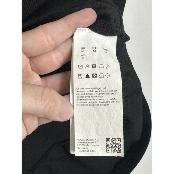 BOSS by HUGO BOSS Women Black Short Sleeve Hi Low Ruffle T Shirt Blouse Sz M - Picture 5 of 8